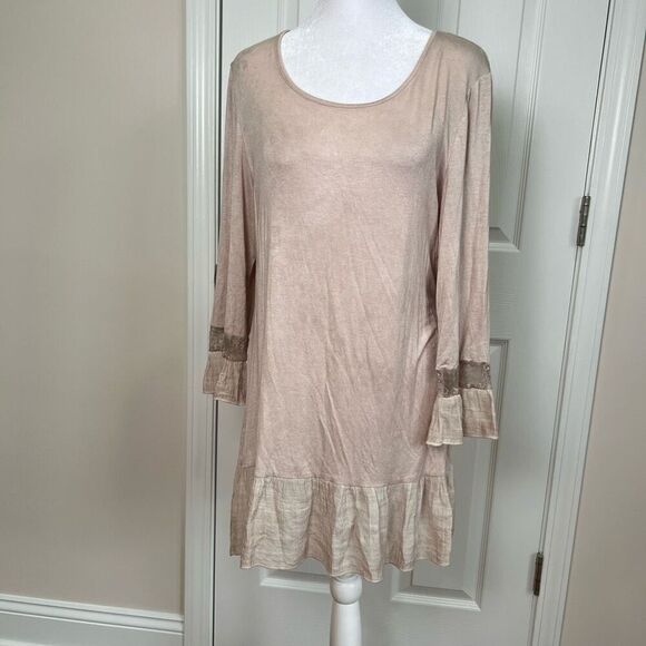 Vintage Concepts Gray Jersey Mini Dress with Lace - Picture 1 of 7